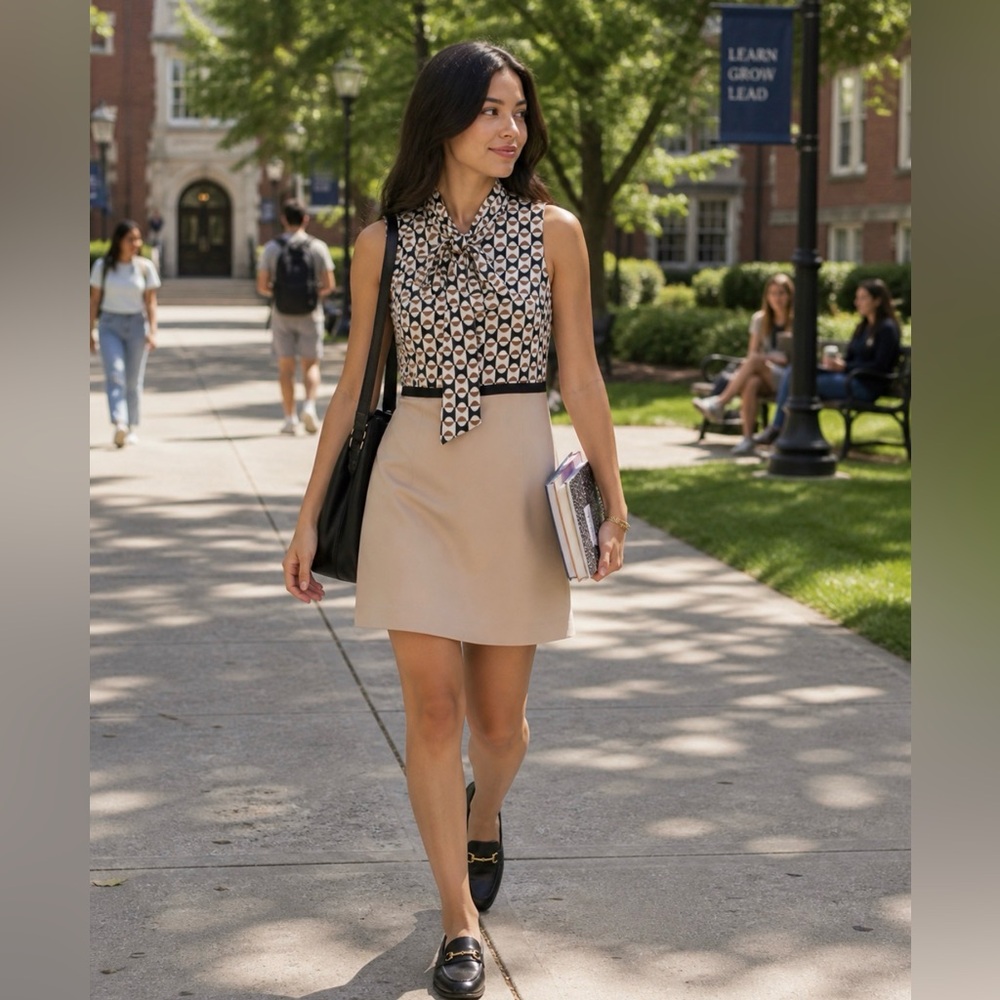 Oasis Tan and Black Patterned Pencil Skirt